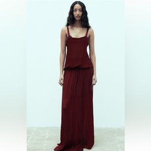 Zara MIDI DRESS LIMITED EDITION. Burgundy. Size XS. New with Tags.